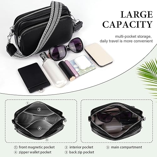 Miniatura 3 de Aucuu Bolso cruzado, bolsos de hombro de cuero genuino para mujer, bolso de hombro para teléfono celular, bolsas cruzadas para mujer de regalo