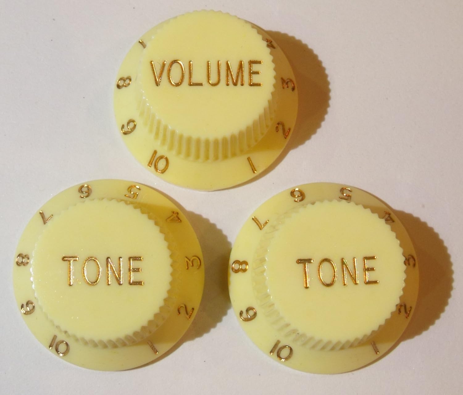 Guitar control knobs 010 scale 2x tone + 1x volume in Ivory ? Cream Speed Knob for Stratocaster