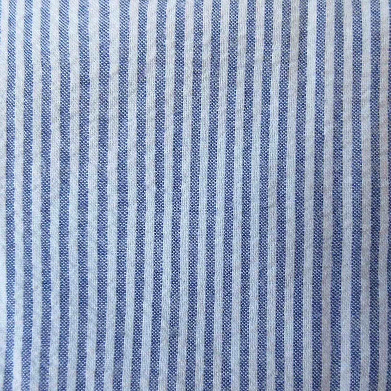 Richlin Fabrics 5 Yard Pack 58" Seersucker Stripe, 100% Cotton, Blue & White