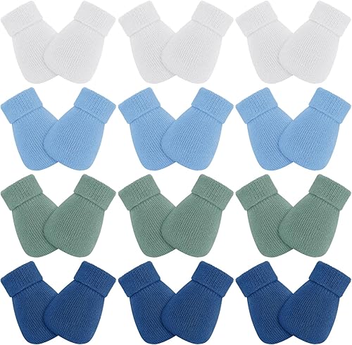 12 pares de manoplas prematuros para niñas y niños prematuros, guantes prematuros para recién nacidos y niños pequeños