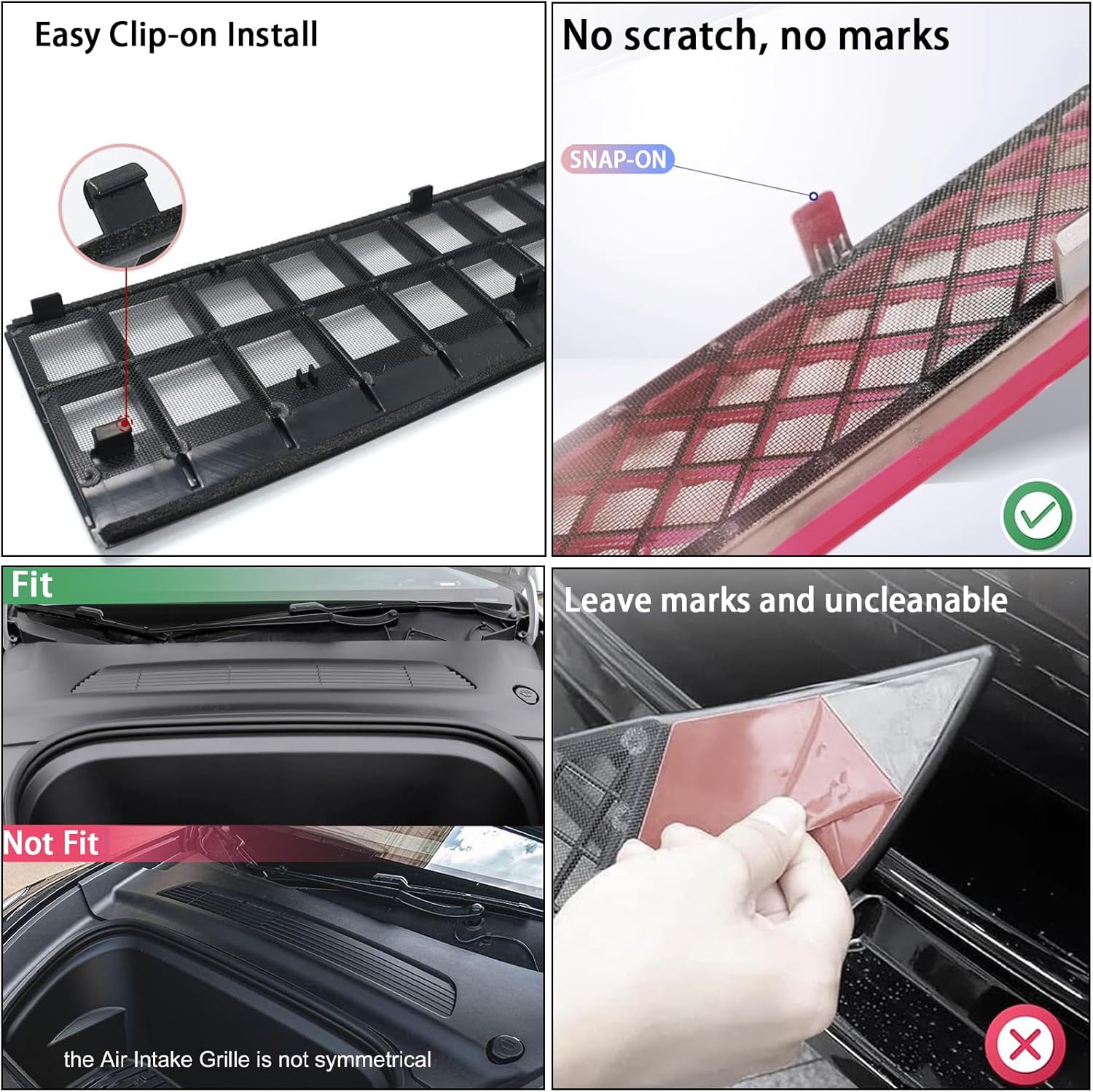 Front Grill Mesh Grille Inserts compatible with Tesla Model Y and Air conditioning Air Intake Vent Grille Cover for Tesla Model Y 2017-2023 Accessories 2Pcs-set(Pink)