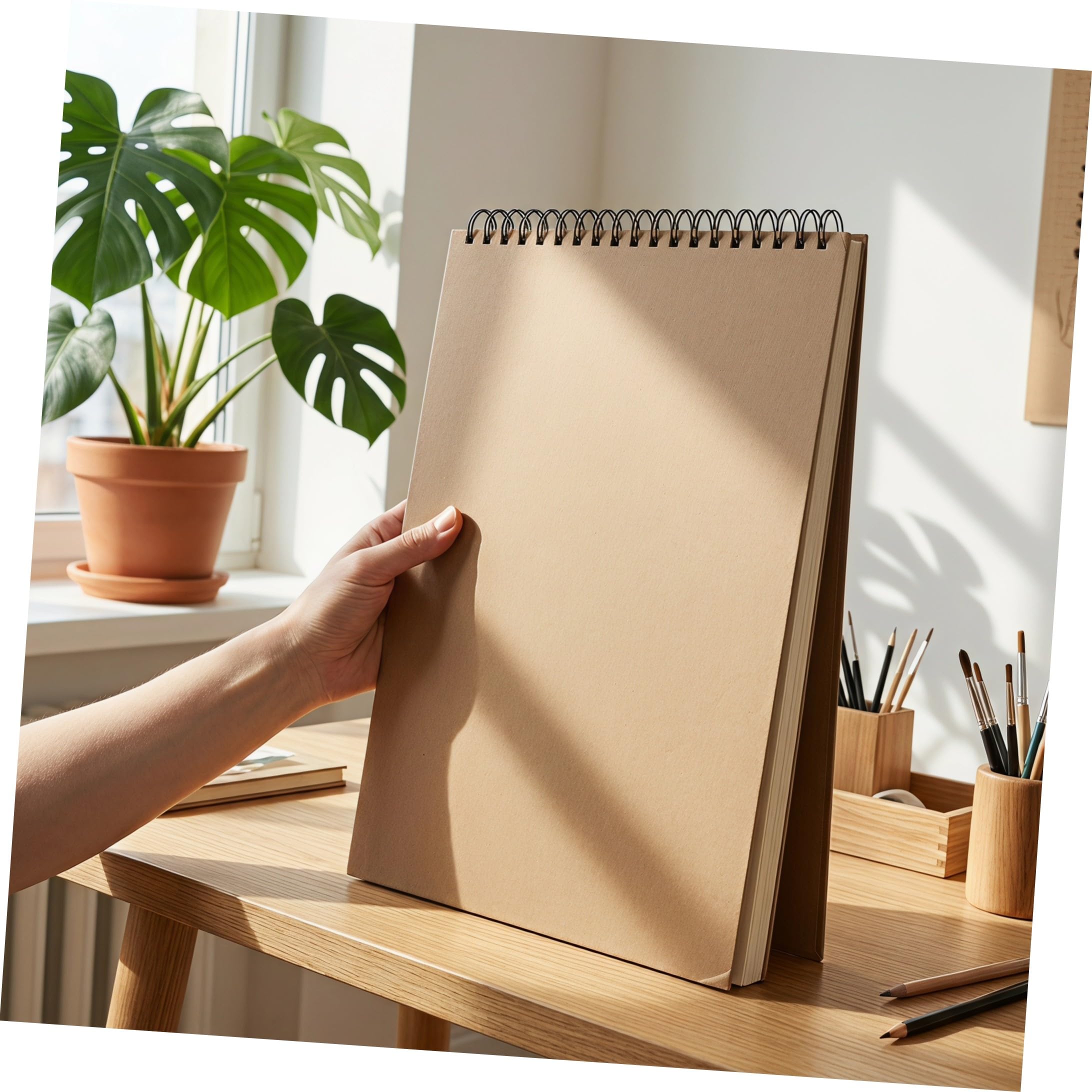 60 Hojas Cuaderno de Dibujo Espiral y Tapa Dura Negra, sin Líneas, Tamaño 15.6x10.2 Pulgadas, 60 Hojas de Papel para Bocetos, Pintura y Bosquejos, Adecuado para Artistas y