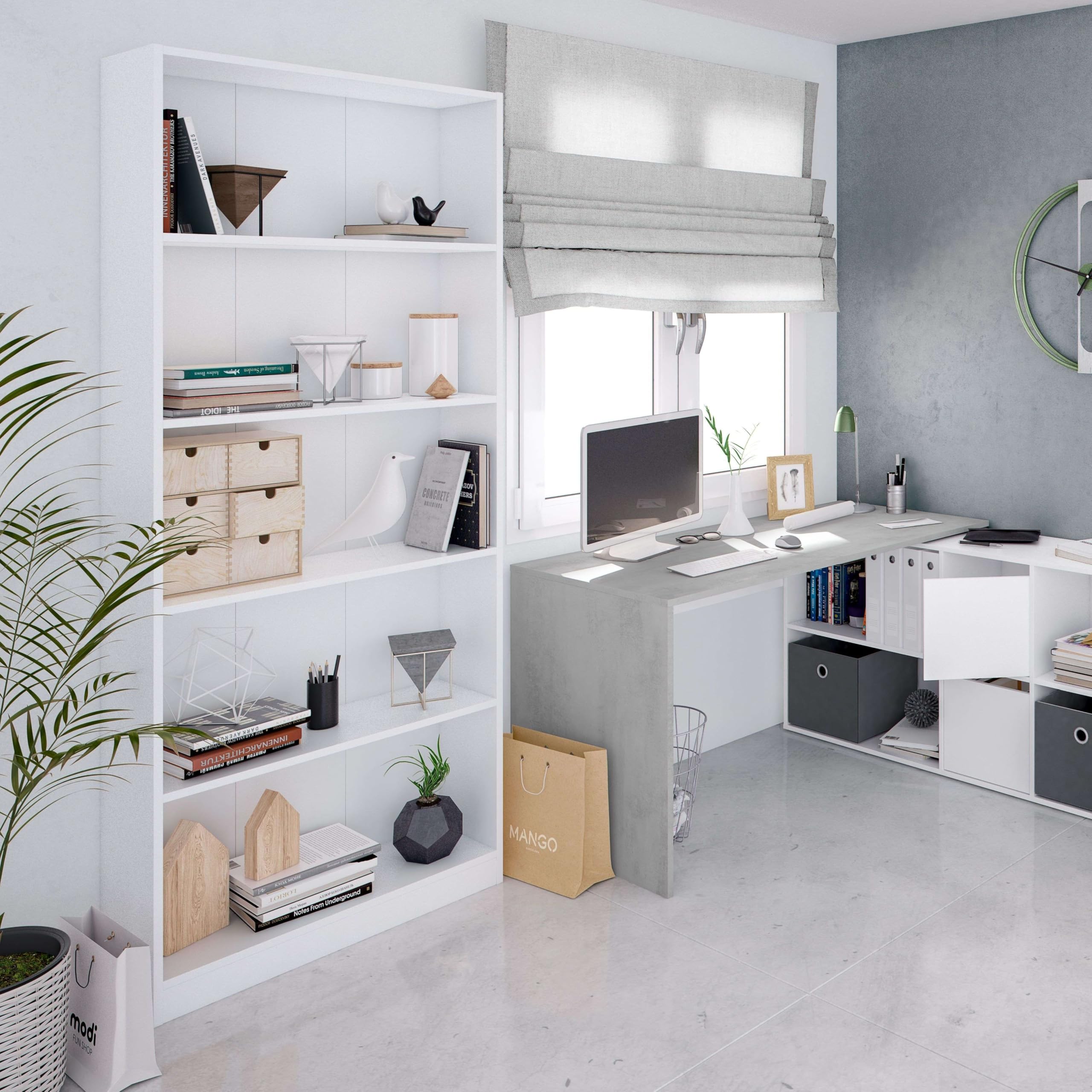 Habitdesign Magnolia B03 Libreria, Bianco, 80 x 28 x 201