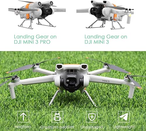Miniatura 2 de XINANEE 2 en 1 Protectores de hélice y tren de aterrizaje para DJI Mini 3 Mini 3 Pro Drone Accesorios Extensión Patas Cuchillas Protector