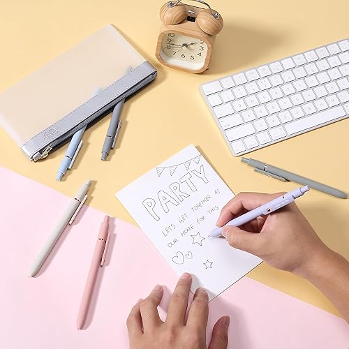 Miniatura 5 de Mr. Pen - Bolígrafos de gel retráctiles con anillo dorado rosa y bola, paquete de 6, barriles Morandi, bolígrafos de gel negros japoneses, secado