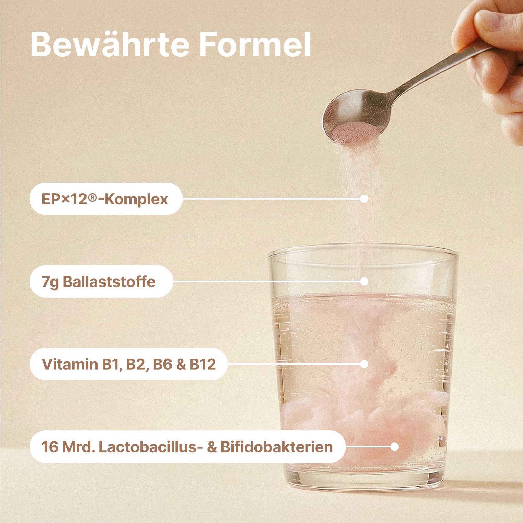 BRAINEFFECT DAILY GUT – Probiotisches Getränkepulver mit 16 Mrd. lebenden Bakterien & 7 g Ballaststoffen pro Portion, mit Vitamin B1, B2, B6 & B12, Erdbeergeschmack – 240 g