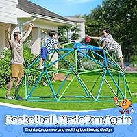 Vista 4 de Zupapa Domo de Escalada de 10 Pies, Gimnasio de Jungla al Aire Libre para Niños con Agarre de Escalada - Escalador de Cúpula Geométrica que Soporta