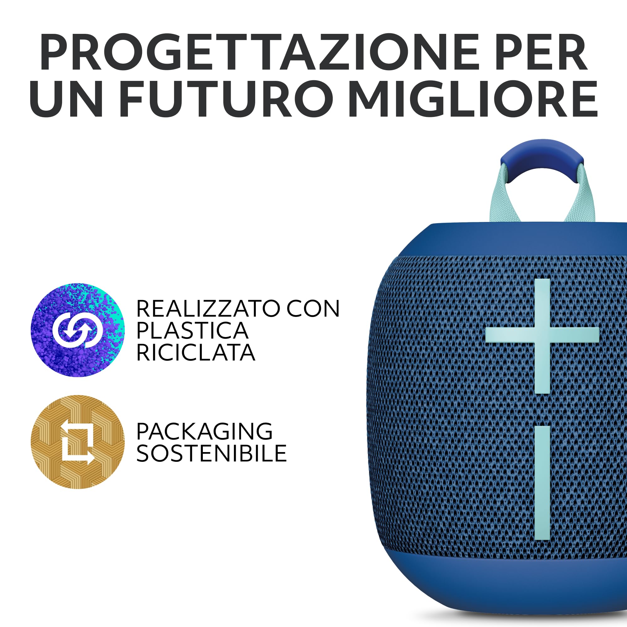 Ultimate Ears WONDERBOOM 4, altoparlante Bluetooth portatile impermeabile con bassi eccezionali e suono a 360°, altoparlante galleggiante antipolvere con raggio d’azione di 40 m - Blue