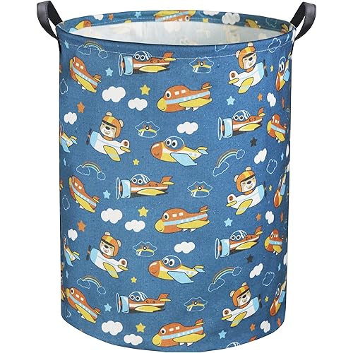 DDBASKET Kids Laundry Basket Space Laundry Hamper for Boys Room Decor Baby Nursery Hamper Bedroom Cute Airplane Toy Storage Bin Organizer Gift Baskets(Space)