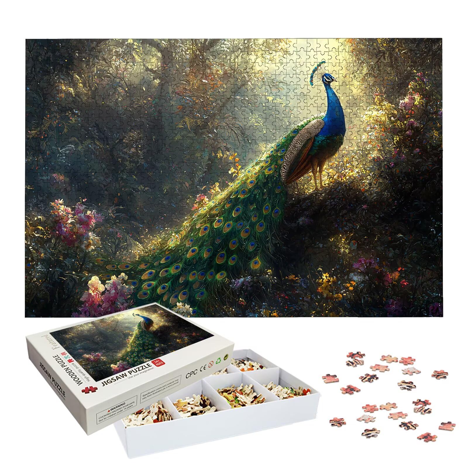 Puzzle 3000 Pezzi Pavone, Puzzle Animale 3000 Pezzi Arte per Adulti e Bambini, Misura: 122x81 cm, Puzzles Legno per Adulti con Squisita Scatola di Imballaggio, Idea Regalo Donna, Regalo Uomo, -7241