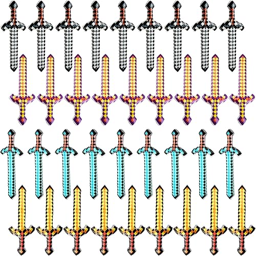 Paquete de 36 espadas inflables de píxeles para manualidades, espadas inflables para niños, cumpleaños, Halloween, carnaval, cosplay, piscina,