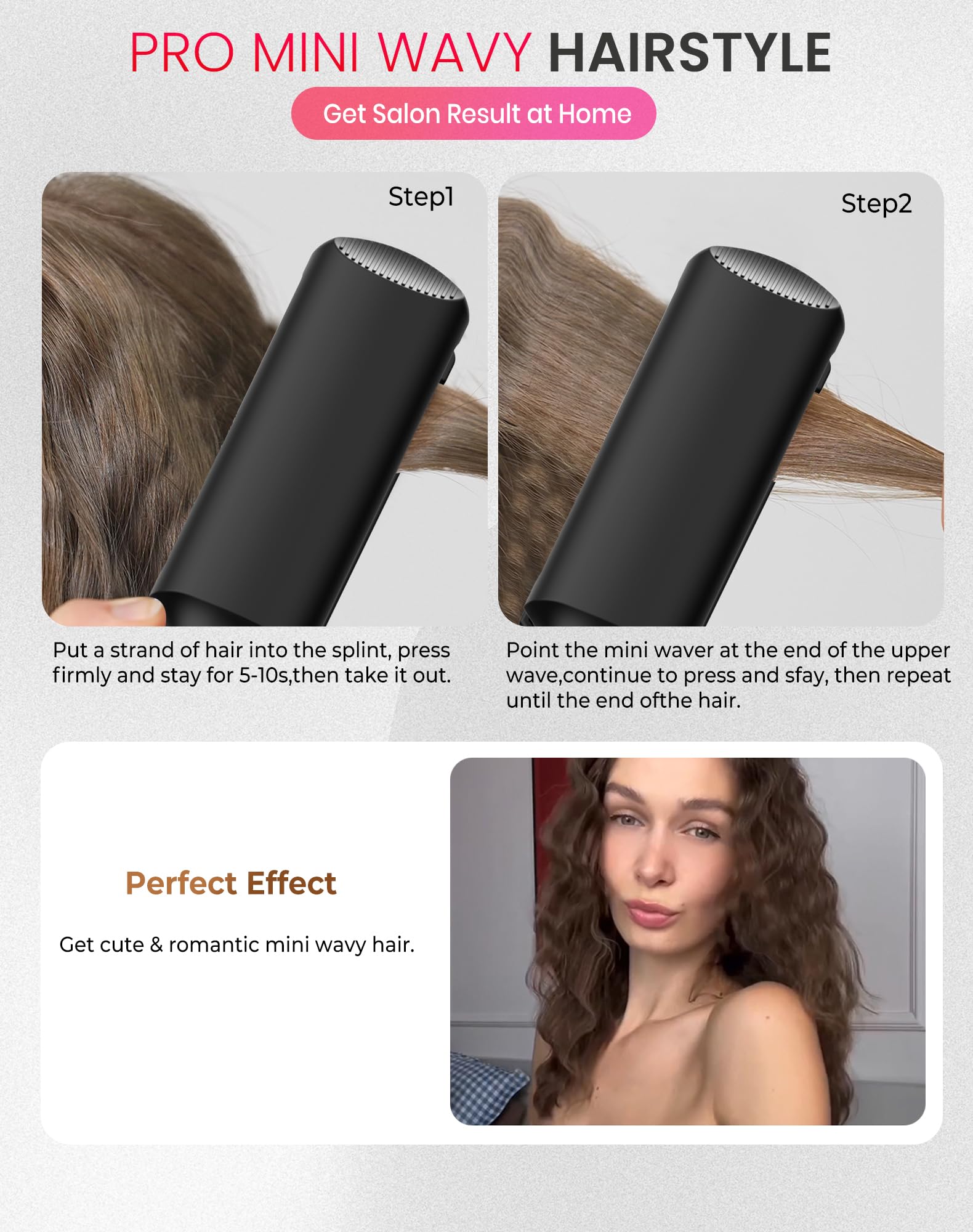 UKLISS Mini plancha ondulada para el cabello, ondulador de pelo de sirena para ondulaciones, tamaño de viaje, rizador de ondas de playa (120 – 200 ℃), rizador de pelo portátil, rizador de pelo