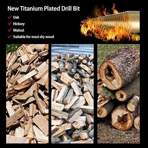 Miniatura 5 de Divisor de troncos de leña 3 brocas de taladro extraíbles de madera de leña brocas eléctricas de alta resistencia destornillador de cono hexagonal