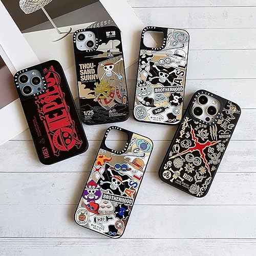 Miniatura 5 de Huamzmn - Funda para iPhone 15 Pro Anime de 6.1 pulgadas, diseño de dibujos animados japoneses, barco pirata, anime, espejo, silicona suave,