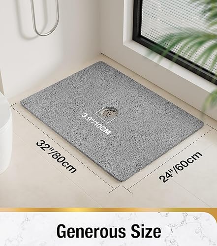 Miniatura 64 de HITSLAM Tapete de ducha cuadrado, tapete de baño antideslizante de 24 x 24 pulgadas para bañera, tapete de bañera de PVC suave con agujeros