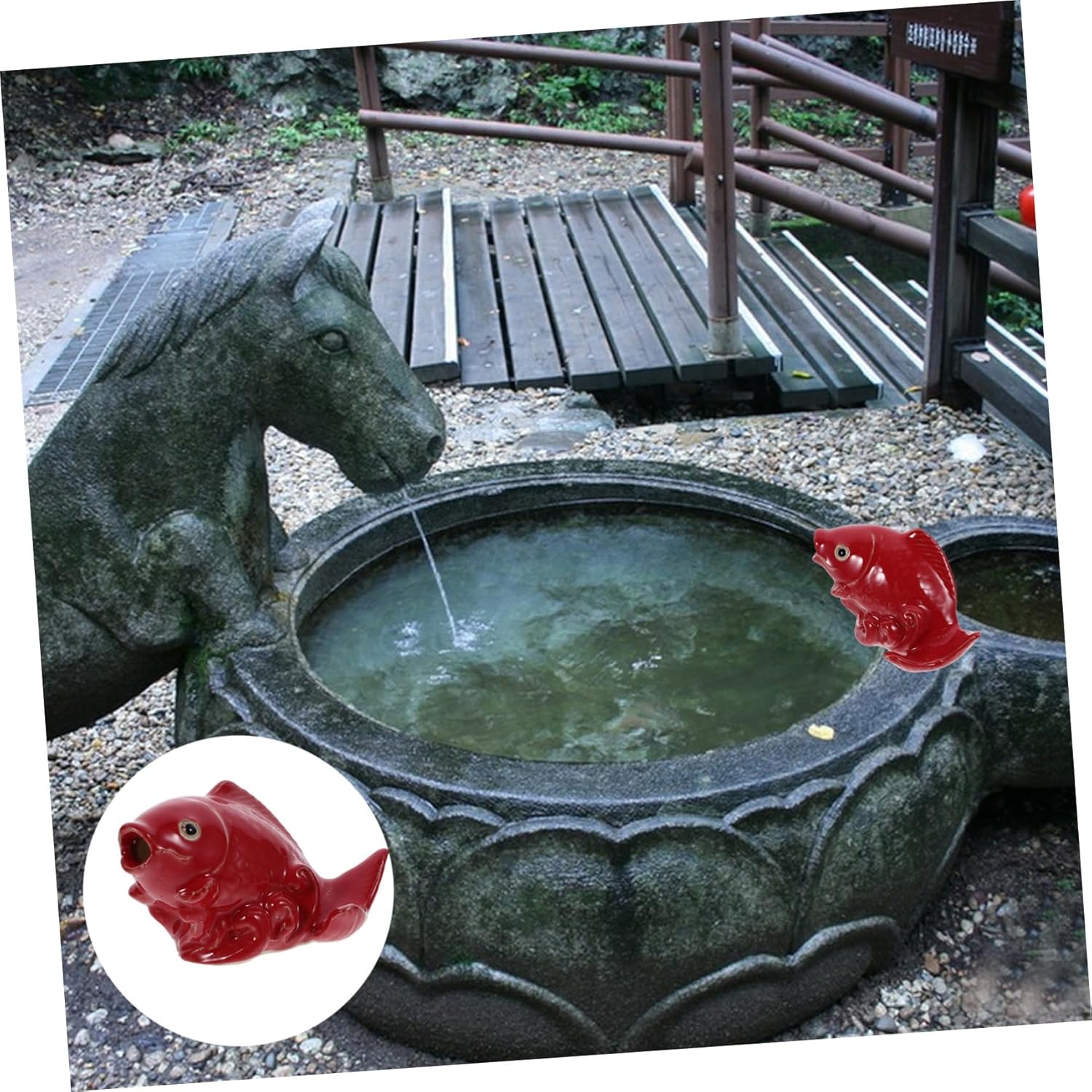 Ceramic Carp Statue Fountain Nozzle Water Spray Sprinkler for Garden Decor Indoor Outdoor Decorative Accessory