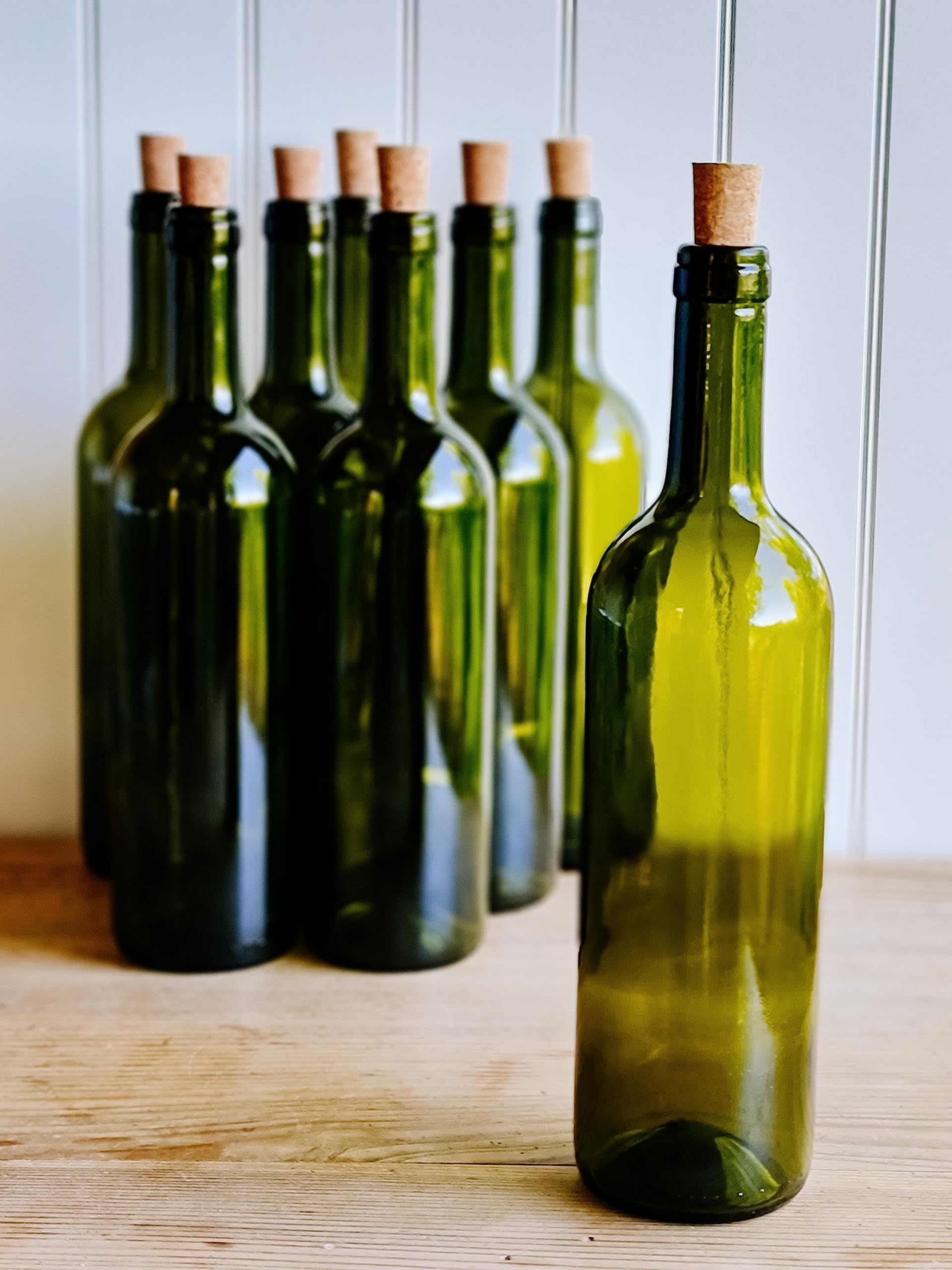 Weinflasche 750 ml mit Etiketten Olivgrün Glasflasche Leere Flasche Likör ohne/mit Korken Wein (16 Stk. mit Korken)
