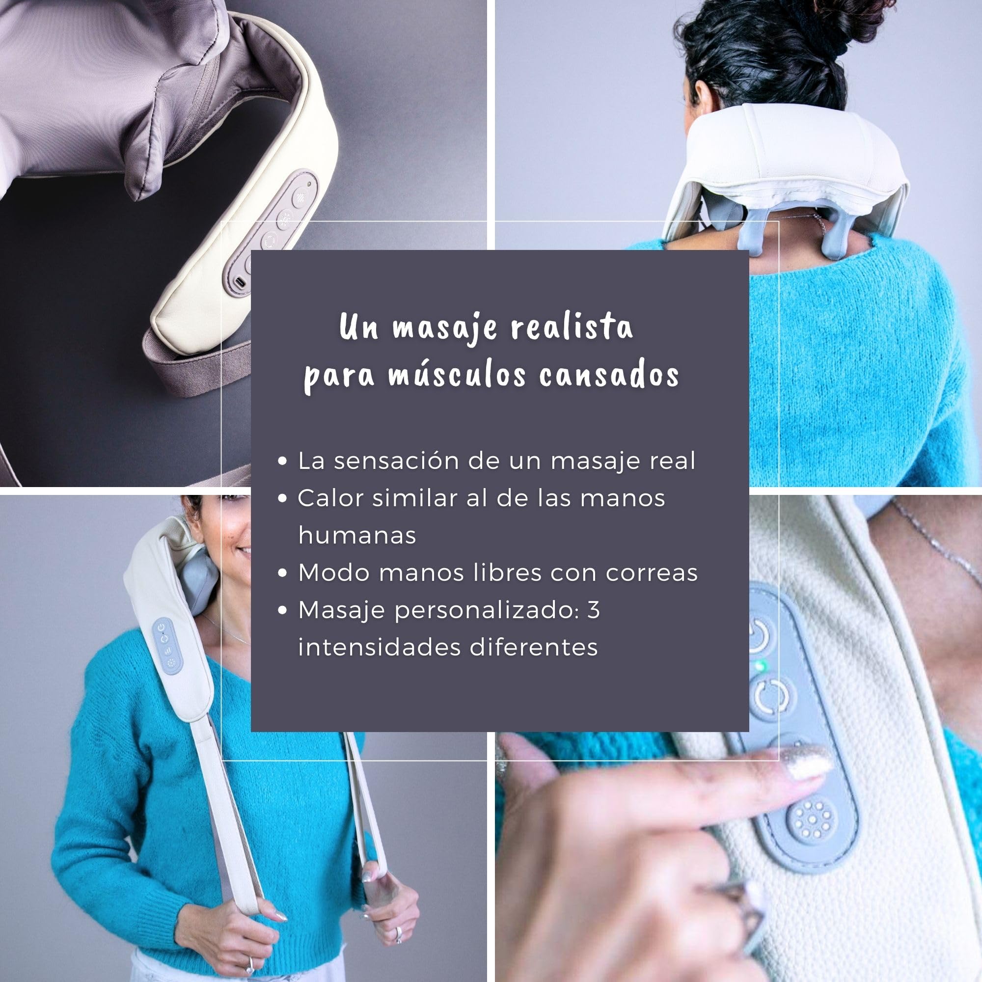 CLIMSOM ZEN | Masajeador de cuello | Masaje Cervical y Cuello | Masaje de espalda | Sensación de un masaje real | Modo manos libres | 3 intensidades de masaje| Batería recargable, cable USB-C incluido