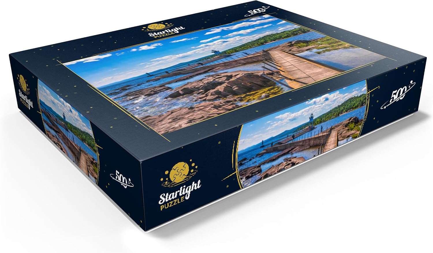 MyPuzzle Grand Marais Light Against The Backdrop of The Sawtooth Mountains On Lake Superior - Premium 500 Piece Jigsaw Puzzle for Adults