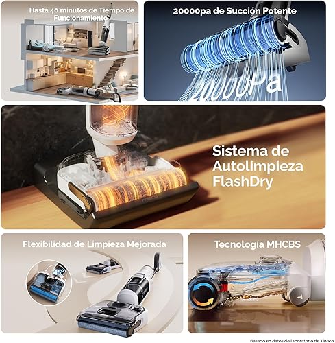 Miniatura 4 de Tineco Floor ONE S6 - Aspiradora inalámbrica en seco y húmedo, todo en uno, para suelos duros, pantalla LED, largo tiempo de funcionamiento,