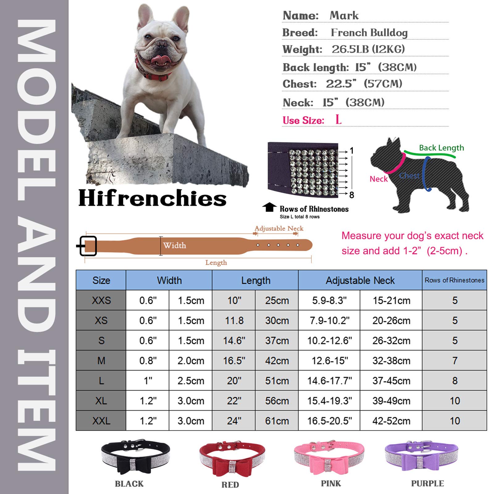 Hundehalsband Mit Strasssteinen & Schmetterlingsmuster | Weiches Wildleder, Größe L (für Halsumfang 37–45 Cm) | Für Kleine & Mittelgroße Hunde