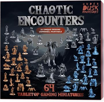 DND Miniatures Bulk Set, 64 Unpainted D&D Minis 28mm with 4 Boss Monsters