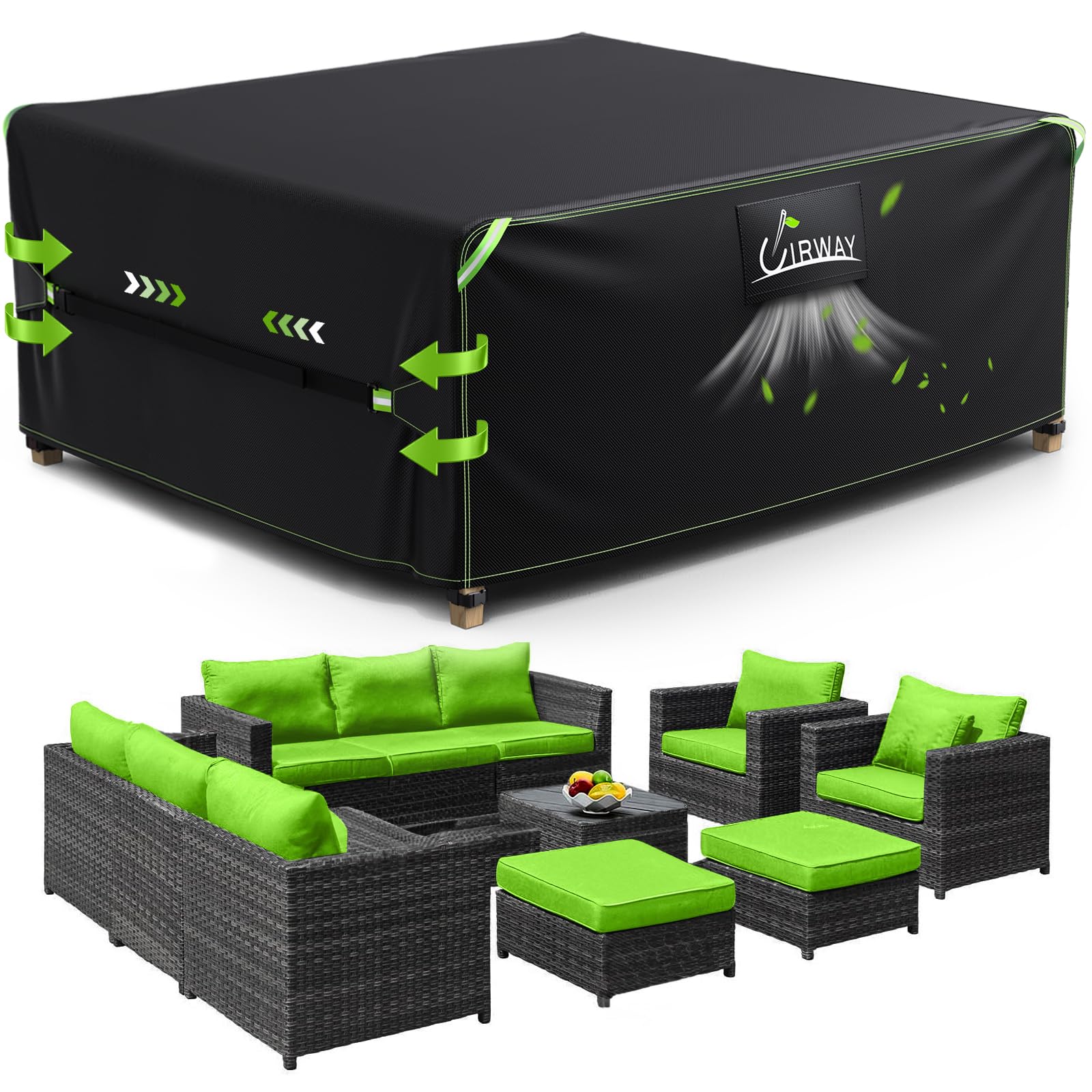 Copertura Impermeabile Per Mobili Da Giardino 242x182x100 Cm - Tessuto 420D Con Aperture Aria E Strisce Riflettenti