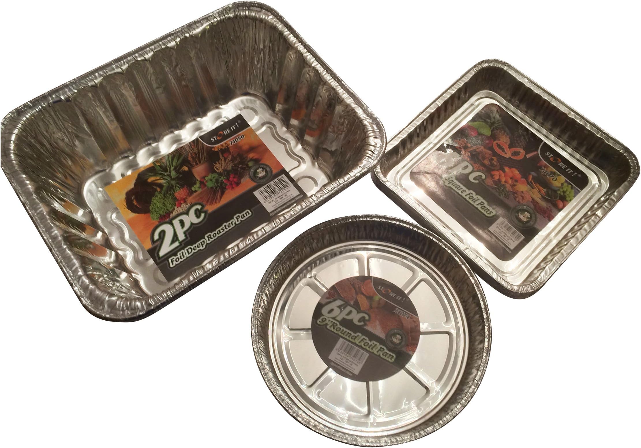Foil Pie Dishes - Foil Trays - Foil Containers - Disposable Aluminium Baking and Roasting Pans Bundle - Disposable Foil BBQ Pans BBQ Plates - 3 different pack sizes - 14 items Total