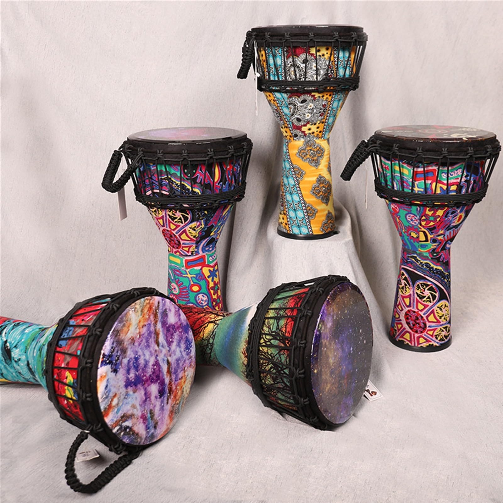 Erwachsene Anfänger 12 Zoll Djembe Trommel Einstellbarer Klang, Buschtrommel für Bandauftritte, Familienversammlungen(Small 12inch B)