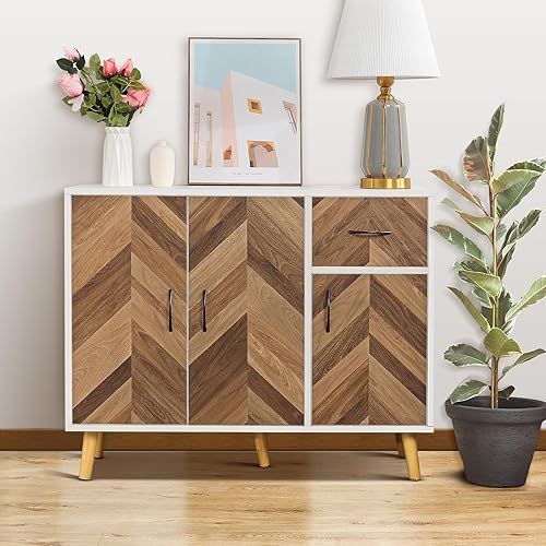 Miniatura 5 de Likein Armario de almacenamiento negro con 2 puertas, armario de buffet moderno con almacenamiento, gabinete de acento negro con estantes