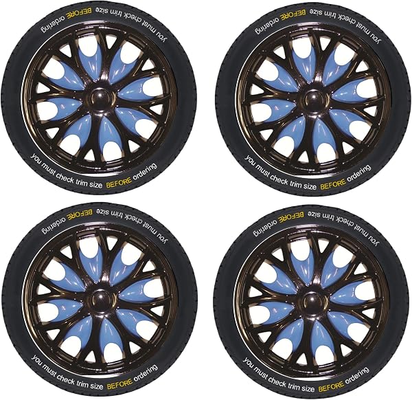 XtremeAuto® Black Silver Blue Red Wheel Trim Set x 4 (15" MADRID SILVER WHEEL TRIM SET (WLW2-C11)) - 5