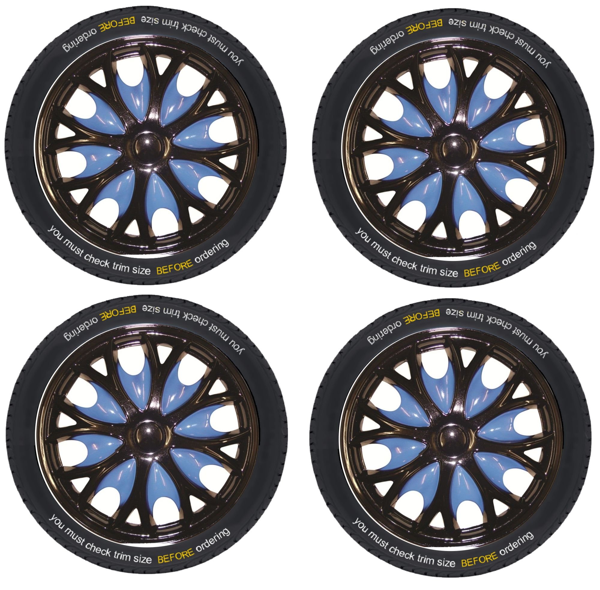 XtremeAuto® Black Silver Blue Red Wheel Trim Set x 4 (15" MADRID SILVER WHEEL TRIM SET (WLW2-C11)) — view 5