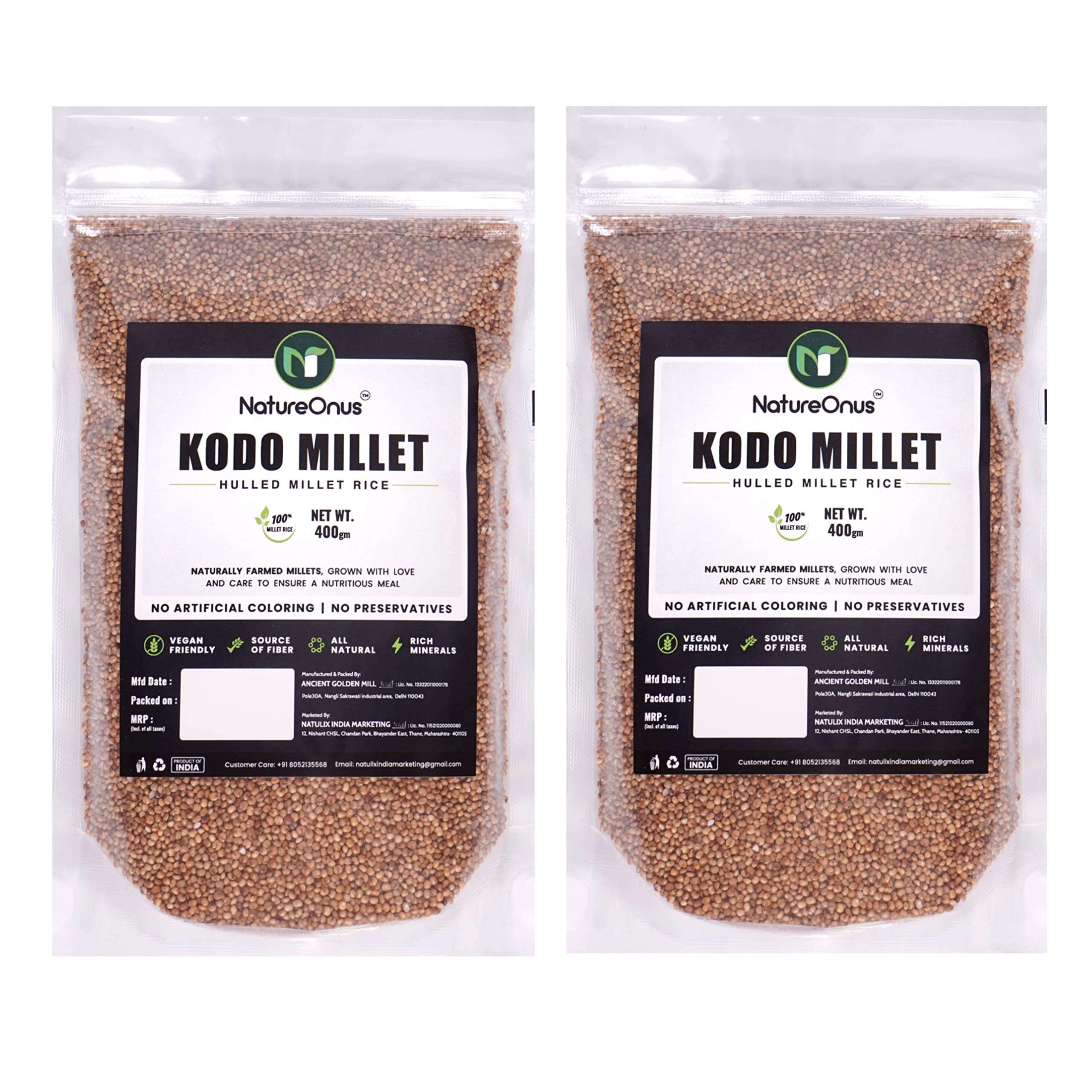 Buy NatureOnus Kodo Millet Natural Hulled Millet Rice Naturally Framed Millets, High Fiber