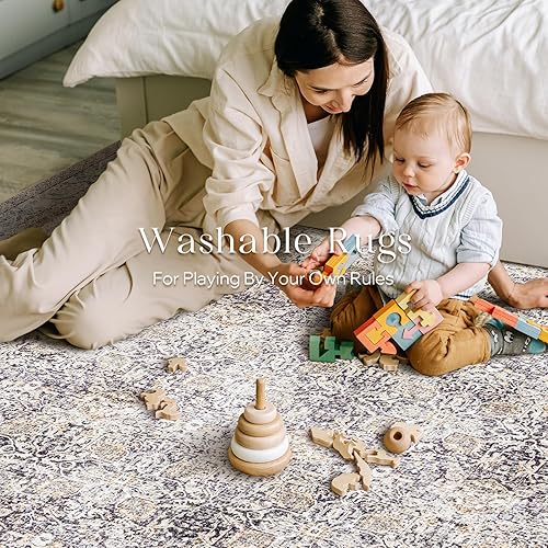 Miniatura 129 de Phantoscope Vintage Collection - Alfombra de área de 8 x 10 pies, alfombra grande para sala de estar, lavable, bohemio, antideslizante