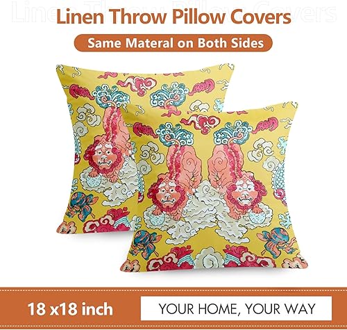 Miniatura 3 de Chinoiserie - Juego de 2 fundas de almohada con estampado de animales de 18 x 18 pulgadas, fundas de almohada suaves para sofá, dormitorio, sala de