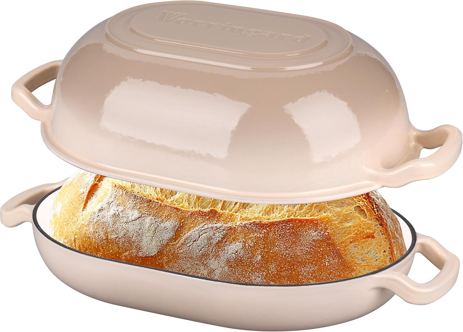 Enameled Cast Iron Sourdough Bread Oven, Dutch Oven, Loaf Cast Iron Bread Pan for H...
