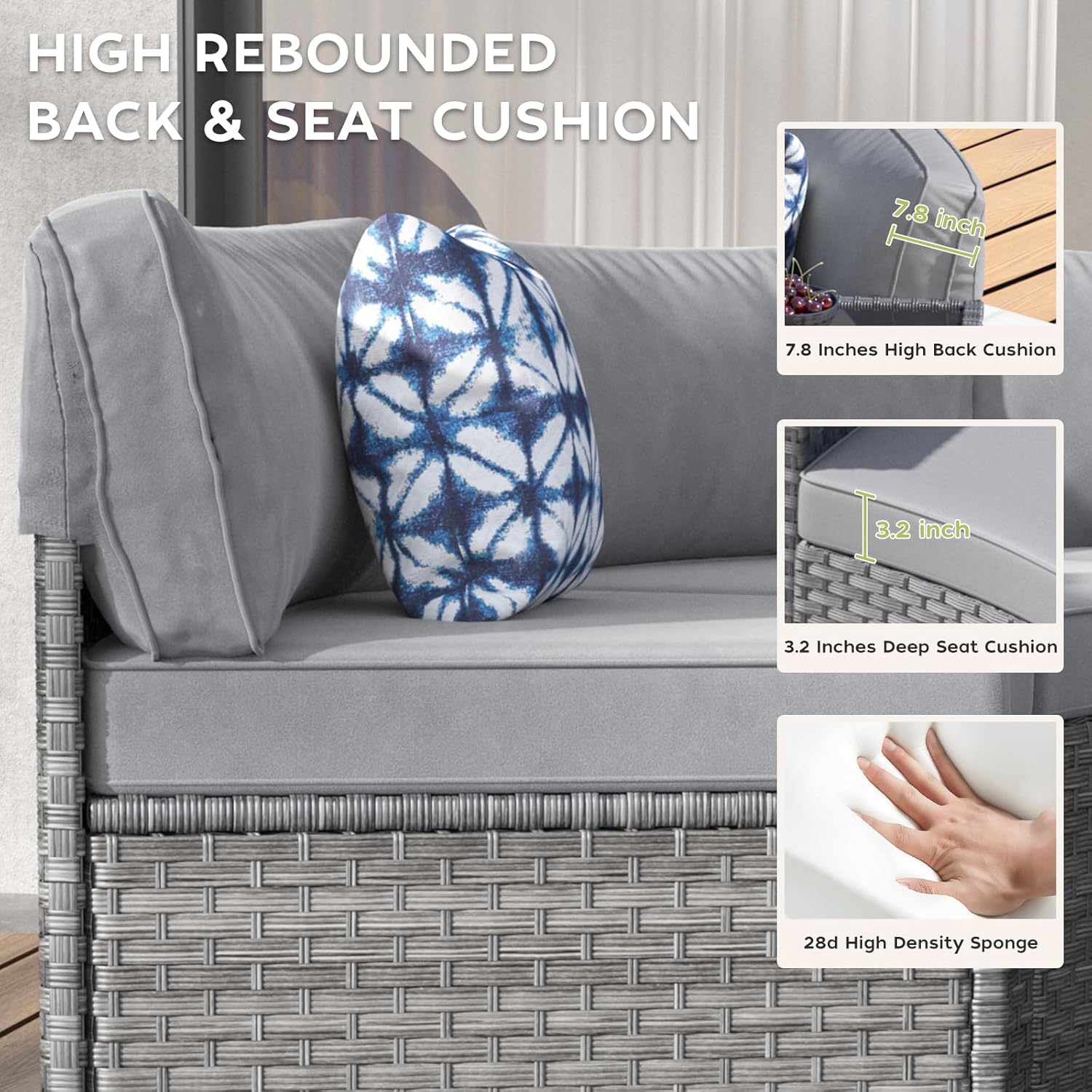 ABCASA Outdoor Patio Furniture Set with Coffee Table,11 Pieces Half-Moon Curved Outdoor Sectional Sofa and Side Table Waterproof Cover, Wicker Rattan Patio Coversation Set for Porch,Backyard(Grey)