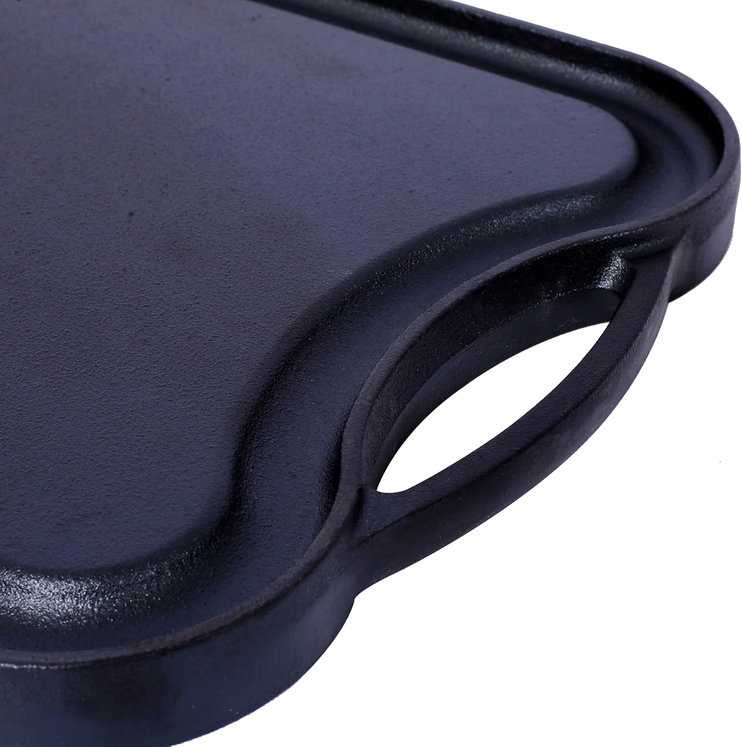 LuckyNote Pre-Seasoned Cast Iron Reversible Rectangular Grill/Griddle, Black,20inch x 10inch reversible design, offering a grilling surface on one side and a griddle on the other