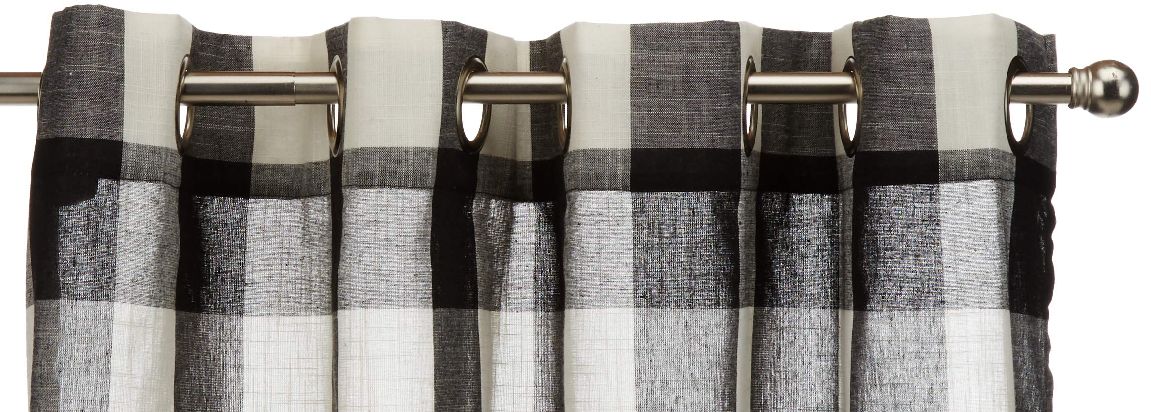 Lorraine Home Fashions 09570-V-00146 Black Cantonnière de fenêtre à œillets Noir/Blanc cassé 134,6 x 45,7 cm