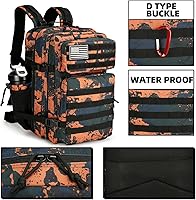Vista 2 de Mochila de asalto táctico de 45L paquete de asalto de 3 días con mochila impermeable Molle para mochilas tácticas, Marte Camo, Grande, Mochila