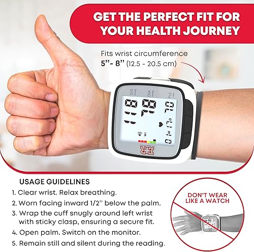Miniatura 11 de Ever Ready First Aid Reloj de pulsera de presión arterial totalmente automático para uso doméstico, color morado, baterías incluidas