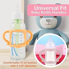 (3-Pack) Bottle Handles for Dr Brown Baby Bottles with Easy Grip Handles to Hold Their Own Bottle - BPA-Free Soft Silicone (White Pink Orange)