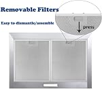 Tieasy Hotte de protection murale 30 inch avec ductt cabriolet, en acier inoxydable Chimney-Style au-dessus de la poêle LED Lumière, 3 Ventilateur d'échappement de vitesse, 450 CFM
