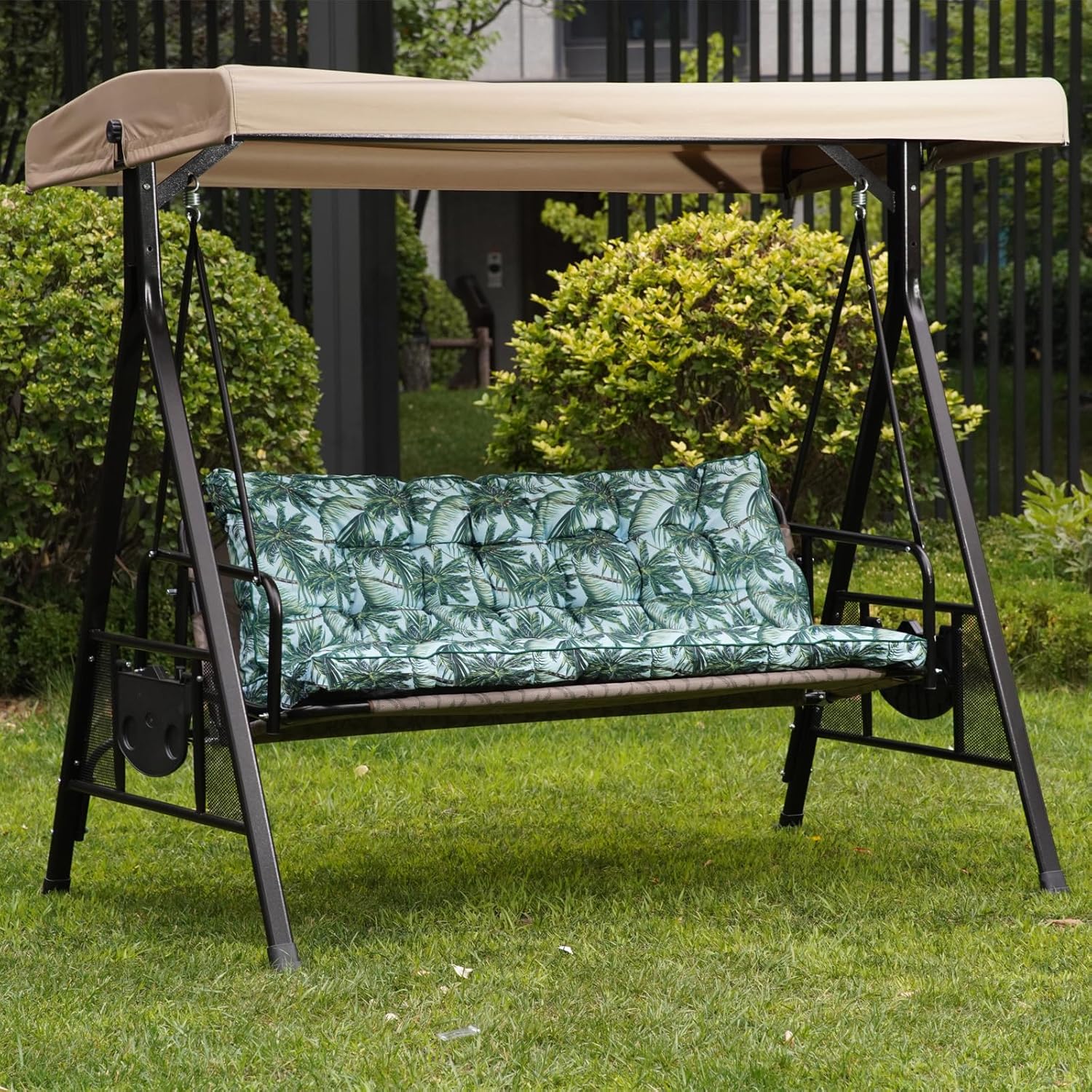 AMTARP Outdoor Swing Cushions, Porch Swing Replacement Seat Cushions with Backrest