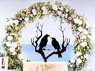 Custom Raven Wedding Cake Topper, Gothic Halloween Theme, Gothic Wedding Gift, Personalized Nevermore Crow Decoration, Black Acrylic Cake Decor