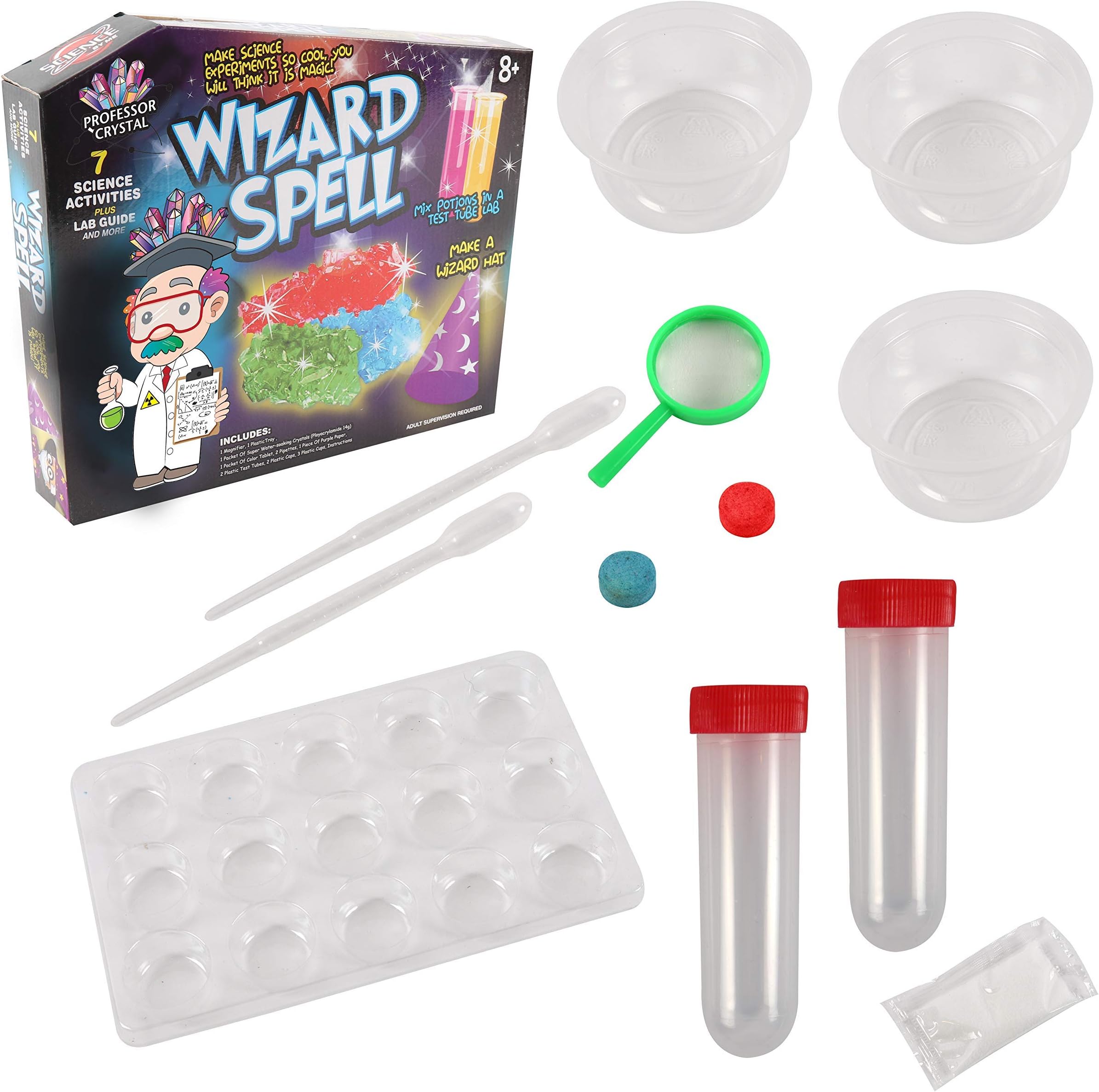 LaetoProfessor Crystal Wizard Spell Science Kit | Educational Science Potions Kit For Kids, Crystal Growing Kit For Kids, Experiment Potion Making Kit Children Chemistry Set
