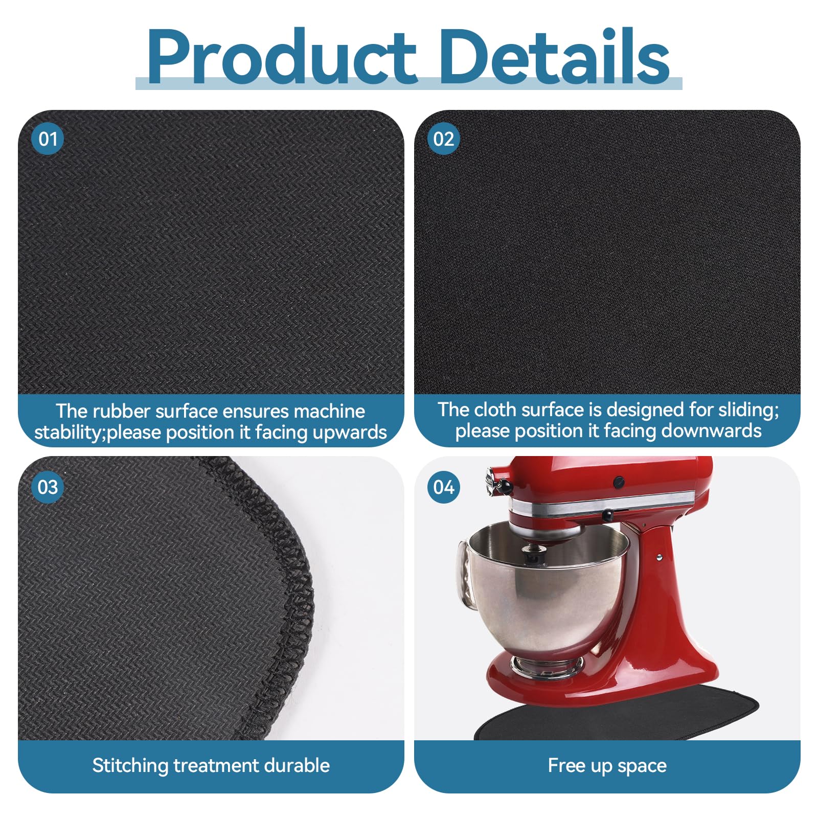 Tapis de Mixage Coulissant pour Mixeur Kitchen Aid 4,5-5 Qt (4,3-4,8 L) | Tapis Coulissant pour Kitchen Aid Robot Pâtissier, pour Déplacer Facilement le Robot, Accessoire Kitchen Aids, pour Cuisine