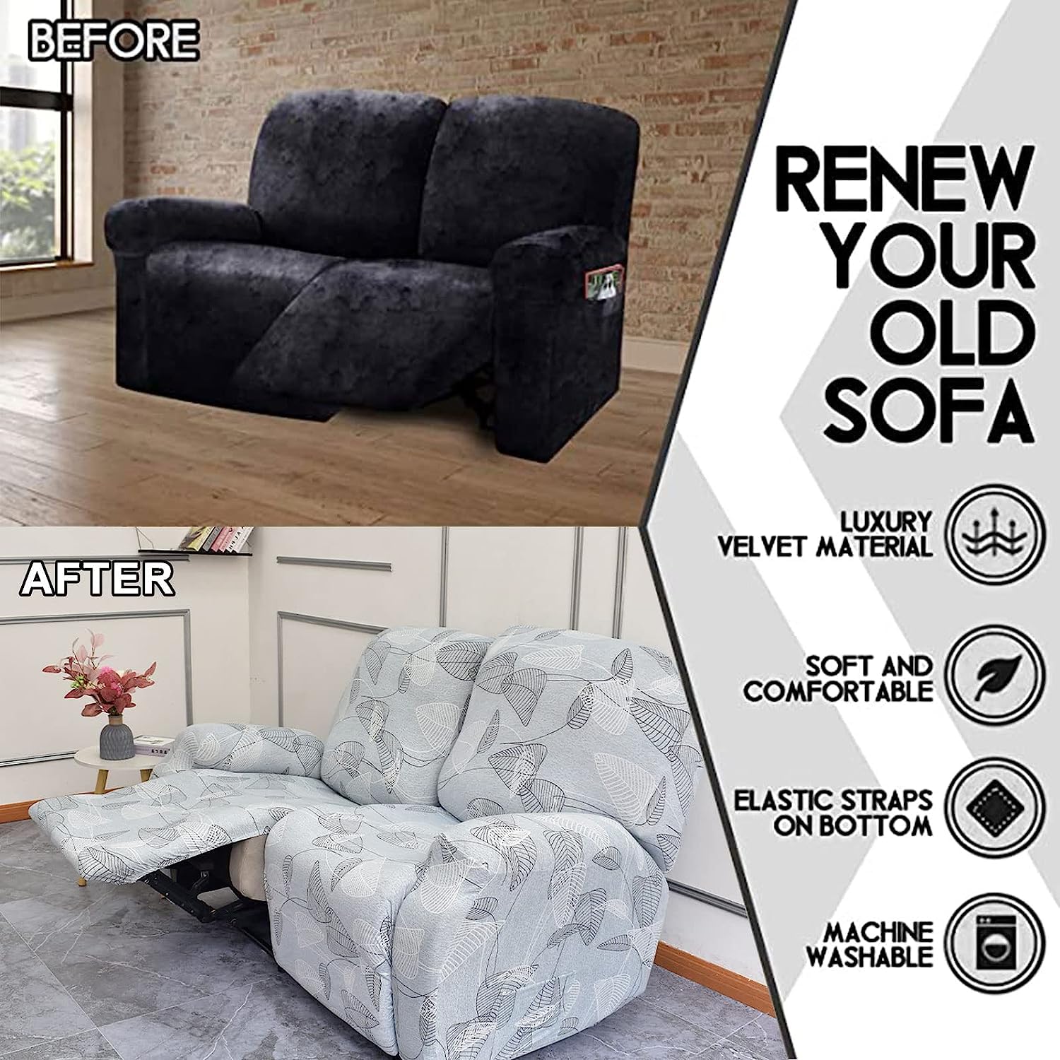 uyeoco Housse Canapé Inclinable Relax 3/2/1 Places Housse De Fauteuil Housses de Chaise en Velours Extensible, Housse Canap Relax avec Poche Latérale Antidérapant, Lavable (Color : 1#, Size : 3 Seat uyeoco Housse Canapé Inclinable Relax 3/2/1 Places Housse De Fauteuil Housses de Chaise en Velours Extensible, Housse Canap Relax avec Poche Latérale Antidérapant, Lavable (Color : 1#, Size : 3 Seat