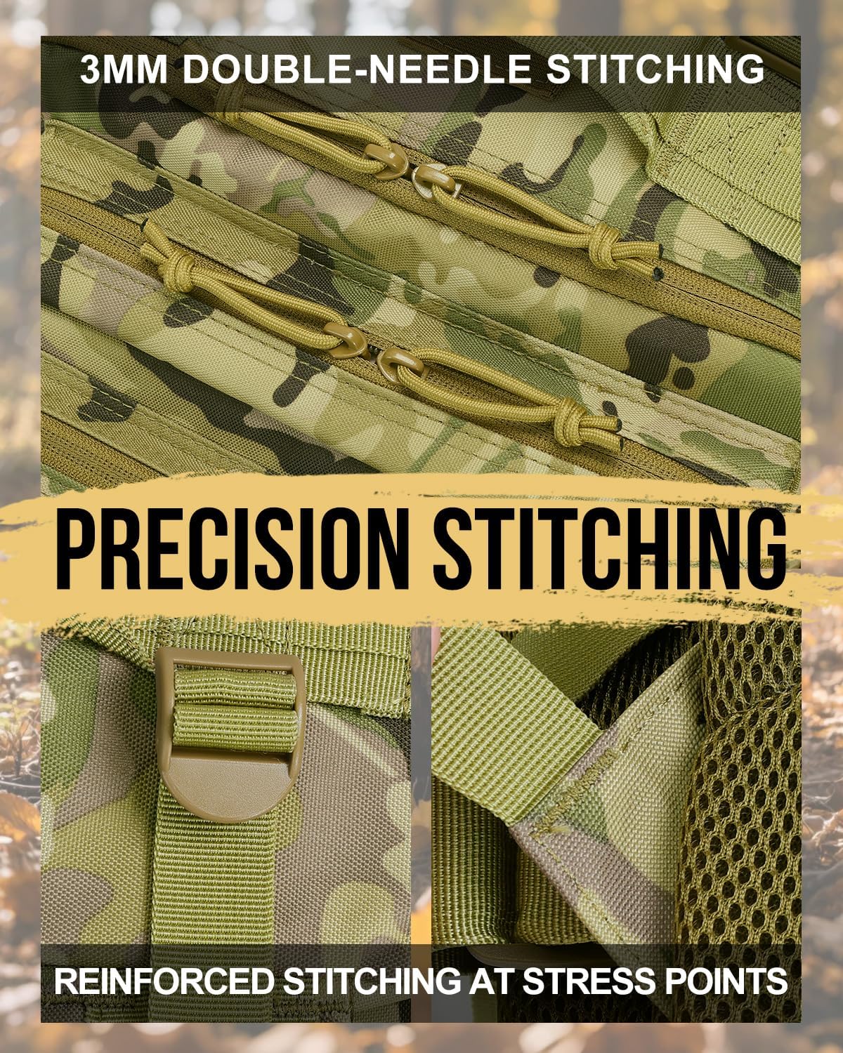 Military Tactical Backpack,Sturdy Work & Molle Laptops Rucksack,Army Assault Pack for Hiking Camping Travel Fishing Gym, Camo - Image 3