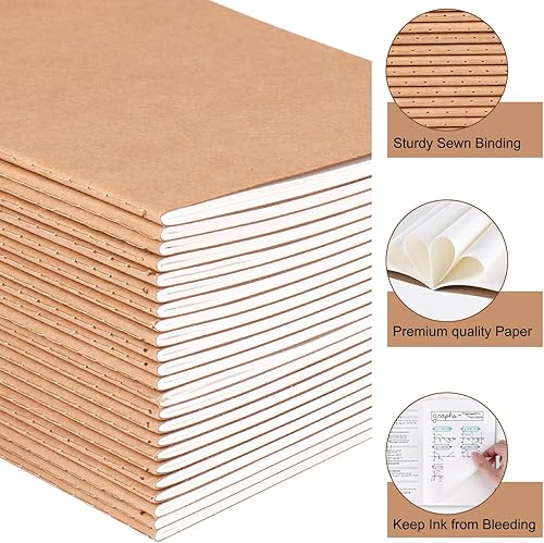 Miniatura 10 de EOOUT Paquete de 48 cuadernos de papel kraft rayados A5, diarios de viaje a granel de 8.3 x 5.5 pulgadas, cuadernos de sujetos con rayas
